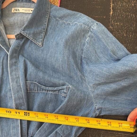 Zara The Erin Denim Wrap Asymmetric Mini Dress size M - Picture 12 of 13
